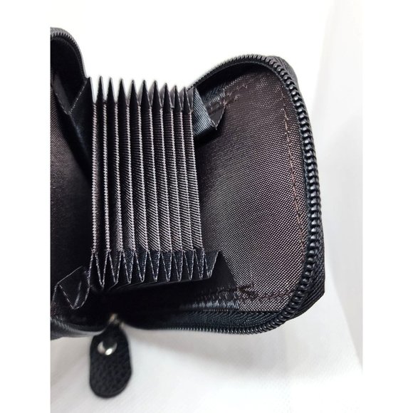 Black Mini Credit Card Case - Multi Card Slot Card Holder Wallet with ID Window - Picture 8 of 14